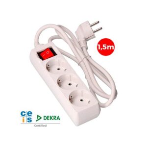 EDM BLOCO 3 TOMADAS SCHUKO + INTERRUPTOR 1,5m 3x1,5mm