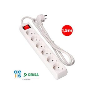 EDM BLOCO 6 TOMADAS SCHUKO + INTERRUPTOR 1,5m 3x1,5mm