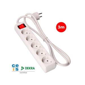 EDM BLOCO 5 TOMADAS SCHUKO + INTERRUPTOR 3m 3x1,5mm