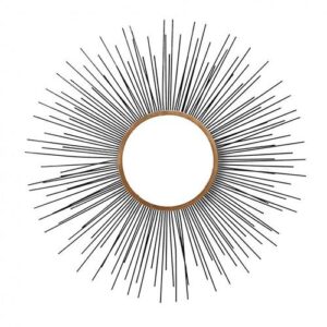 ESPELHO REDONDO METAL/MDF PRETO/DOURADO 70X70X8 CM