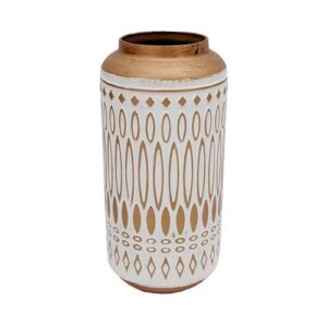 JARRA DECORATIVA BRANCO/DOURADO 15,5x33x15,5 CM