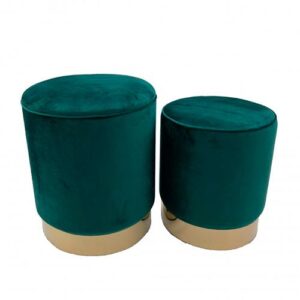 SET 2 POUFS BOURNETT VERDE / DOURADO