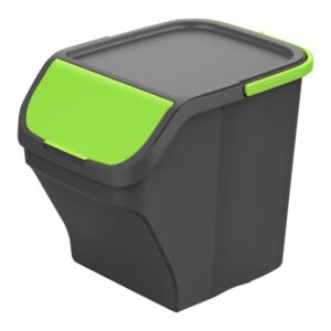BALDE STACK N SORT CINZA COM TAMPA VERDE 30 x 40 x 34 cm 25l