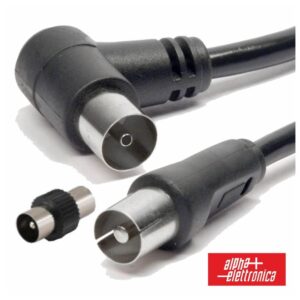 ALPHA CABO COAXIAL MACHO/FÊMEA 1M ÂNGULAR 90º PRETO