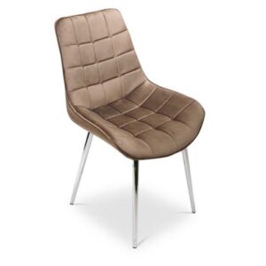 CADEIRA LARA CASTANHA VELVET-48 COM PERNAS METÁLICAS DOURADO