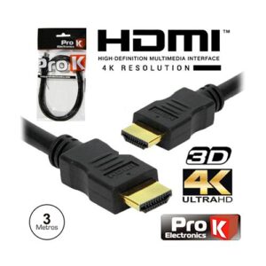 PROK CABO HDMI DOURADO MACHO / MACHO 2.0 4K PRETO 3M