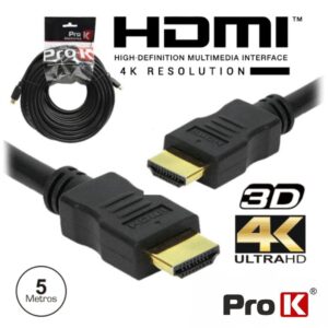 PROK CABO HDMI DOURADO MACHO / MACHO 2.0 4K PRETO 5M