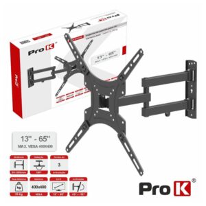 PROK SUPORTE TV ARTICULADO 3 PONTOS 13-65" 35KG VESA 400x400
