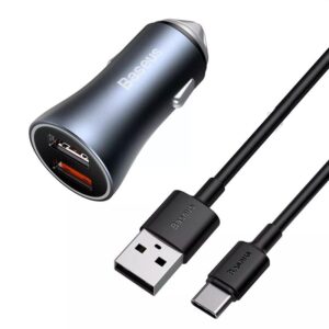 BASEUS ADAPTADOR ISQUEIRO 2 USB-A 5V 40W C/ CABO USB-C