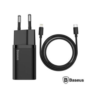 BASEUS ALIMENTADOR COMUTADO 20W PD SUPER SI + CABO LIGHTNING